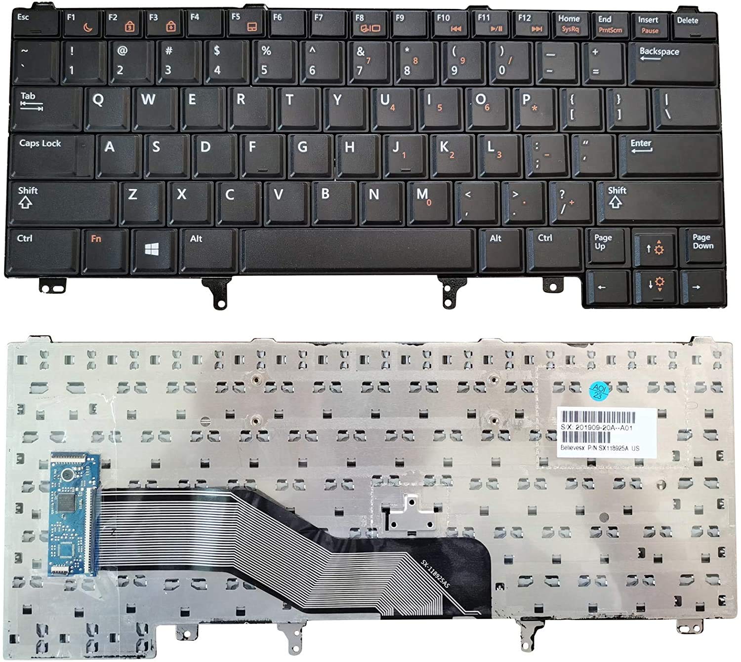  WISTAR Laptop Keyboard Compatible for Dell Latitude E5420 E5430 E6220 E6320 E6330 E6420 E6430 E6440 Series Without Backlit 